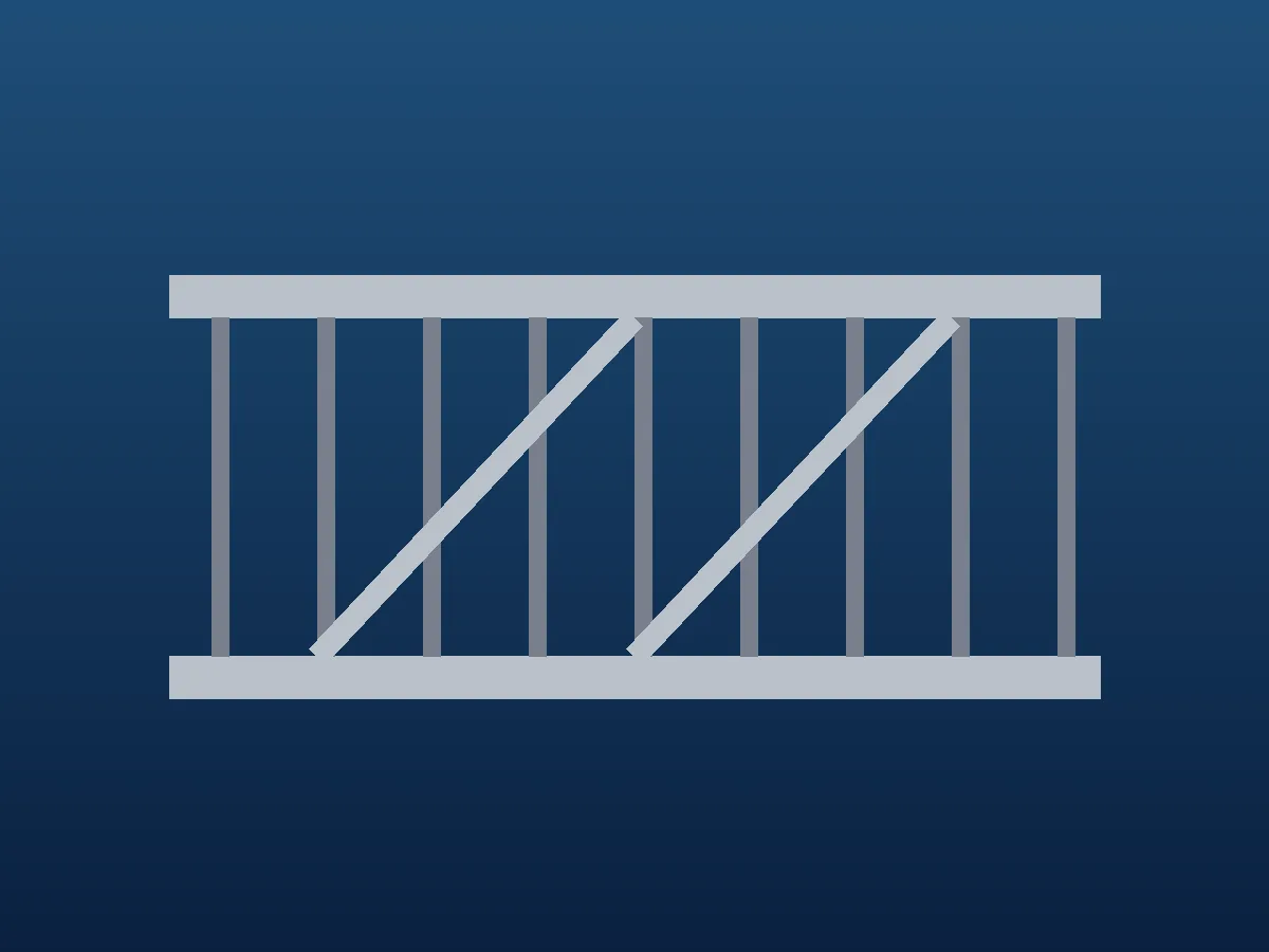 Placeholder illustration of a steel gate with diagonal bracing